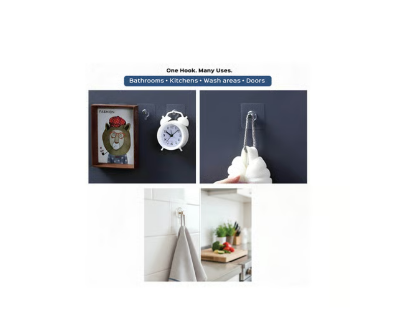 Homestrap Self-Adhesive Transparent Wall Hooks 12 piece