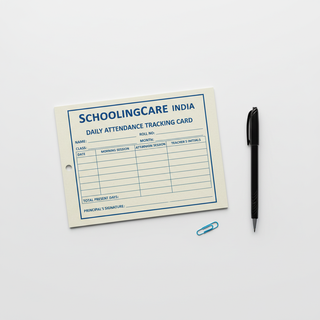Attendance Card flat lay quality paper school office institution daily tracking compact easy to file - Schoolingcare