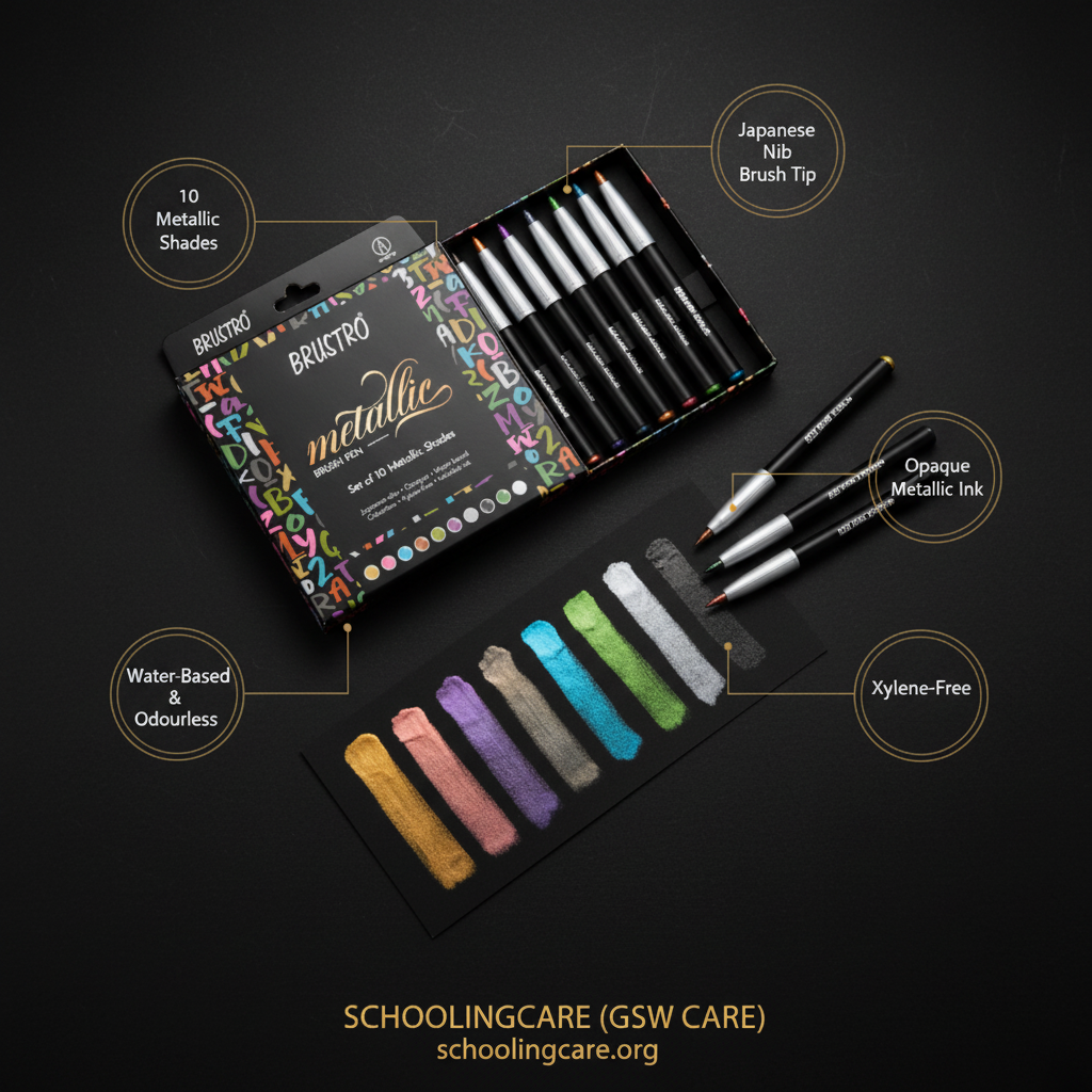 Brustro Metallic - Infographic- Order Now at SchoolingCare Stationary store Online