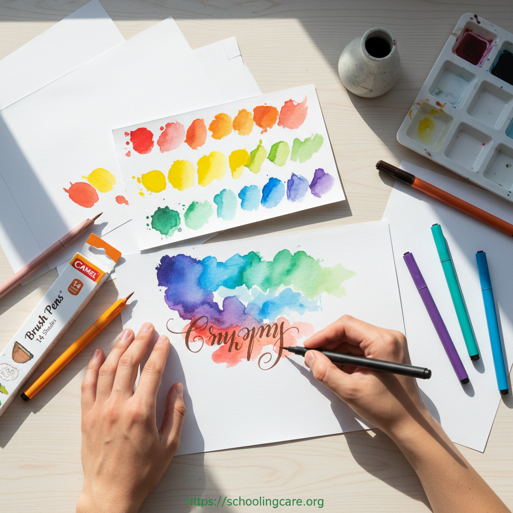 Camel Brush Pens 14 Shades - Lifestyle Shot by SchoolingCare