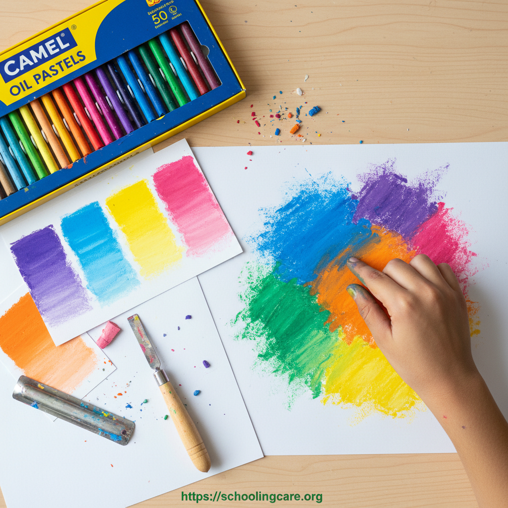 Camel Oil Pastels 50 Shades - Lifestyle Shot by SchoolingCare Buy Now