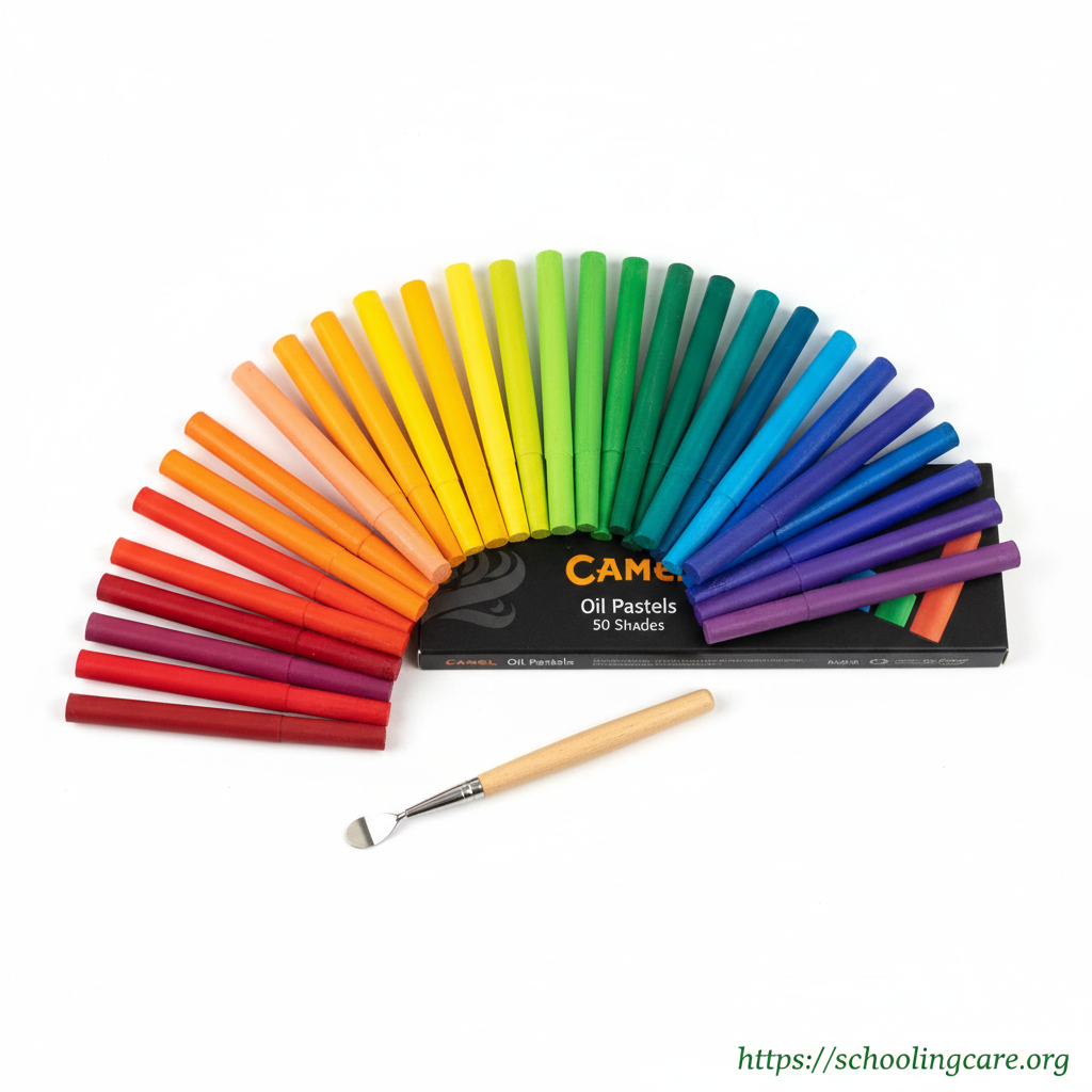 Camel Oil Pastels 50 Shades - Product Shot by SchoolingCare
