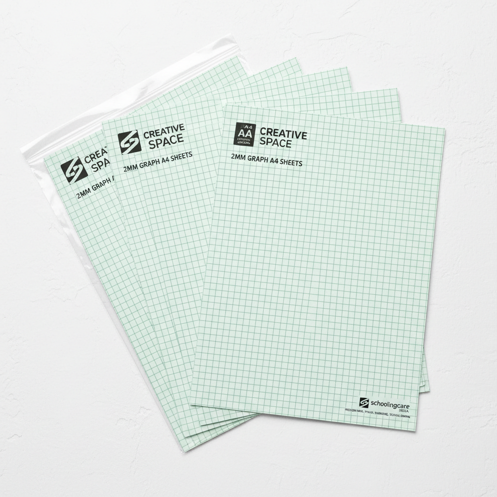 Creative Space 2mm Graph A4 Sheets green grid flat lay pack of 10 precision math physics engineering - Schoolingcare