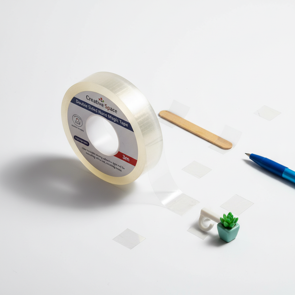 Creative Space Double Sided Nano Magic Tape transparent 3m flat lay product photography - Schoolingcare