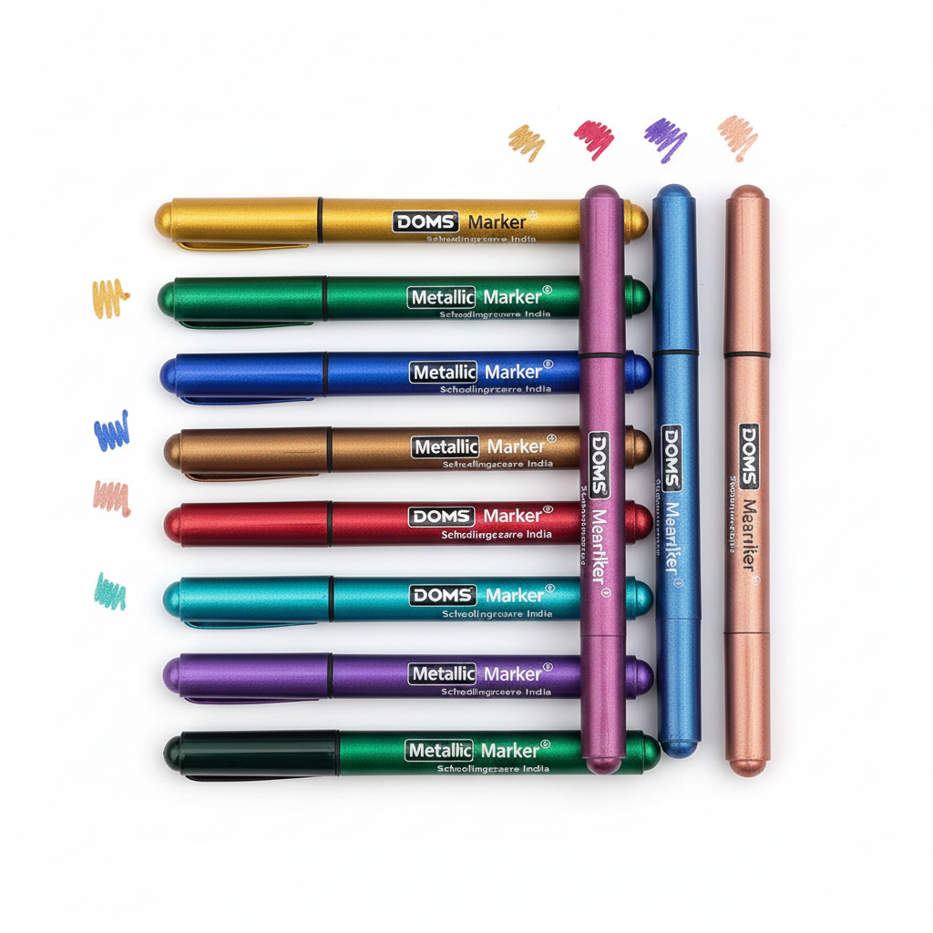 DOMS Metallic Markers Flat Lay