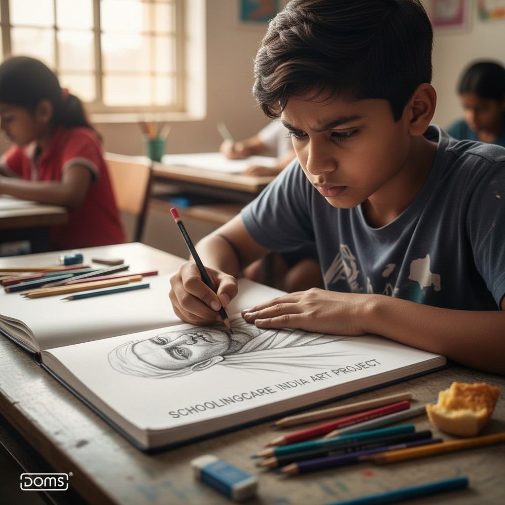 DOMS Sketchbook A4 open smooth paper detailed professional pencil illustration artwork student artist - Schoolingcare