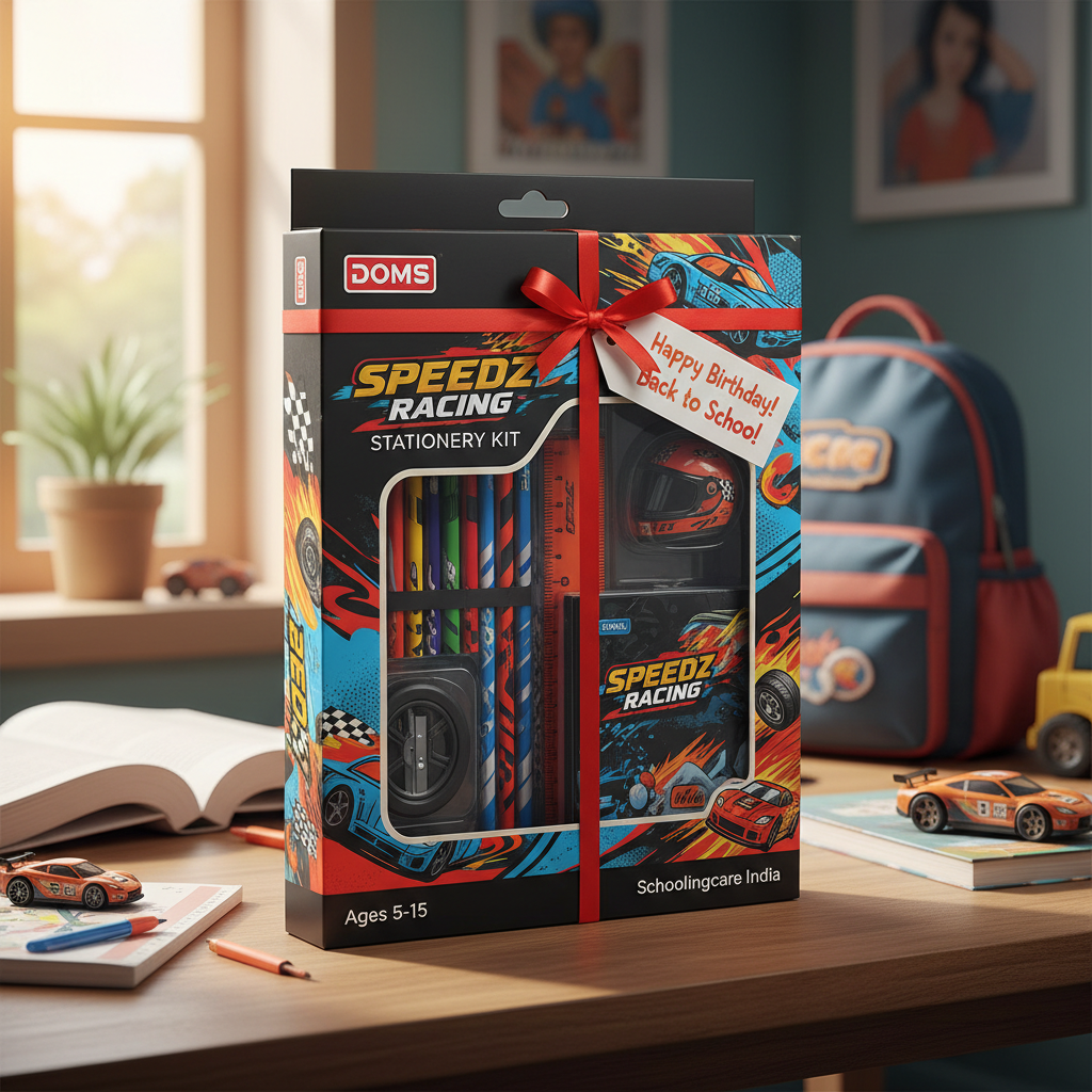 DOMS Speedz Racing stationery kit gift kids birthday back-to-school fun racing themed school supplies - Schoolingcare