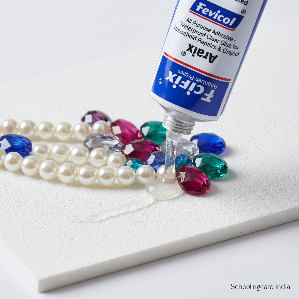 Fevicol AllFix Adhesive in use bonding craft materials pearls stones glass waterproof - Schoolingcare