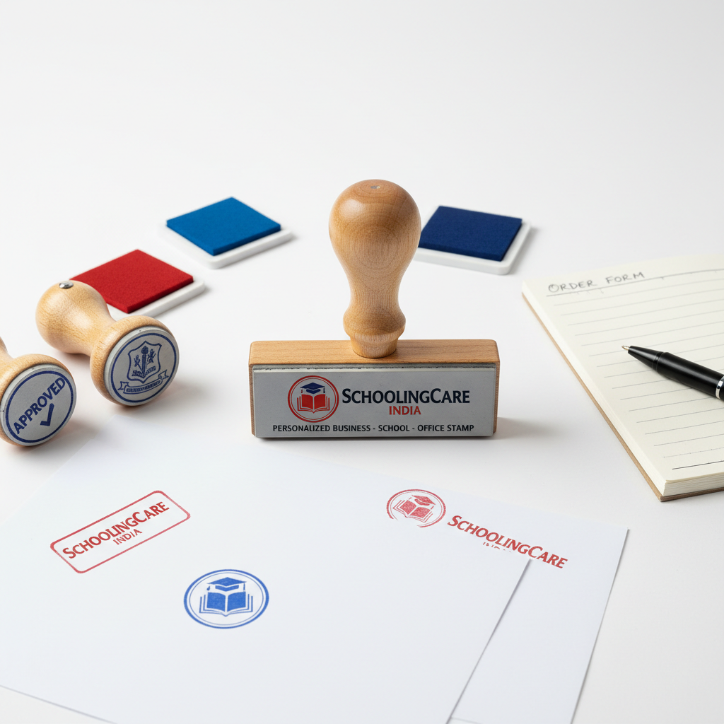 Custom rubber stamp made to order personalised business company school office text design - Schoolingcare