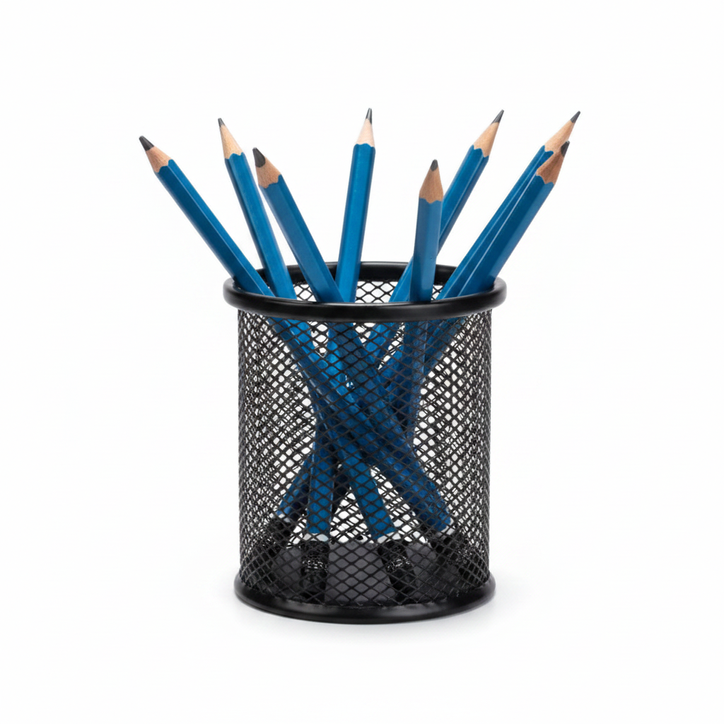  Mesh metal pencil and pen holder black for desk organisation