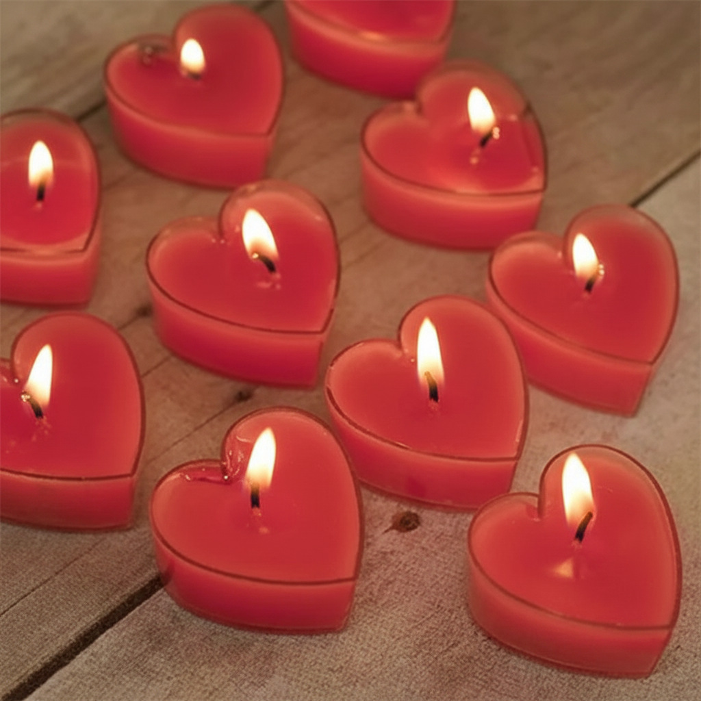  Auradecor heart shape rose red tea light candles pack of 10 for decoration