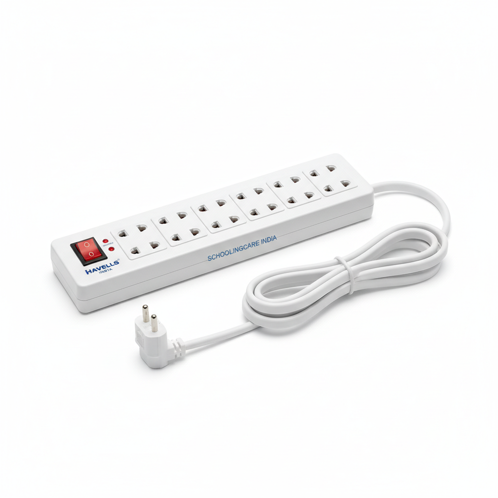 Havells Extension Board 2m flat lay multi-plug extension cord home office study room - Schoolingcare