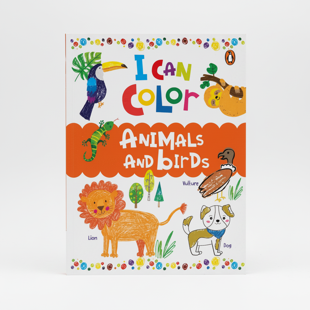Close detail of animals and birds colouring book colourful printed cover by SchoolingCare Stationary Store