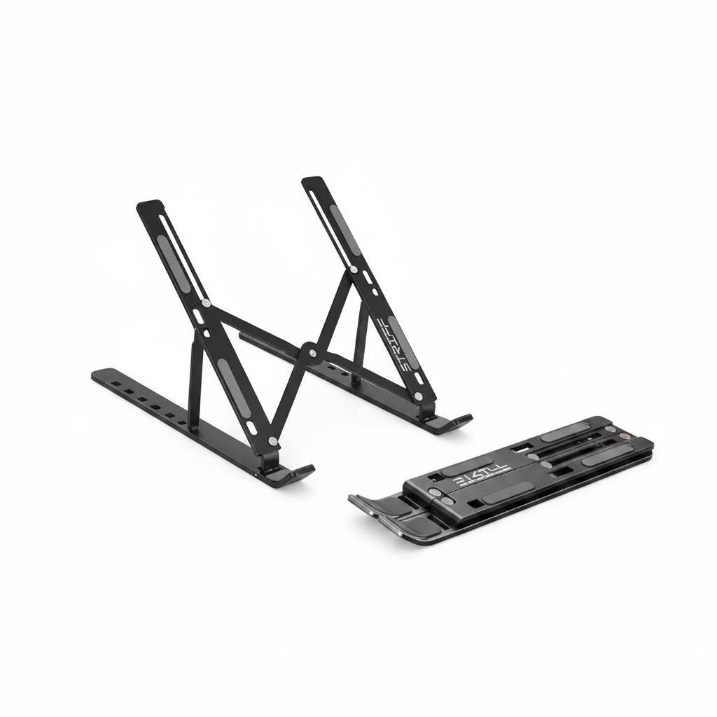  Striff foldable aluminium laptop stand black adjustable for ergonomic desk setup