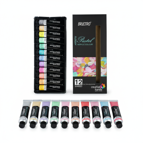  Brustro Artists pastel acrylic colour tubes set of 12 for canvas and mixed media