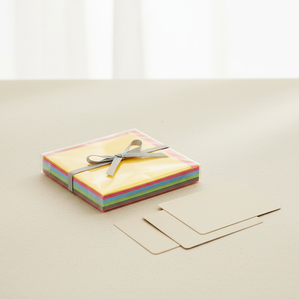 Multicolour craft paper sheets arranged in a stationery gift pack by SchoolingCare Stationary Store