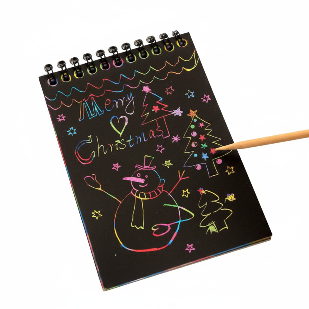  Scratch notepad with scratch pencil black for kids creative drawing and play