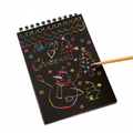  Scratch notepad with scratch pencil black for kids creative drawing and play