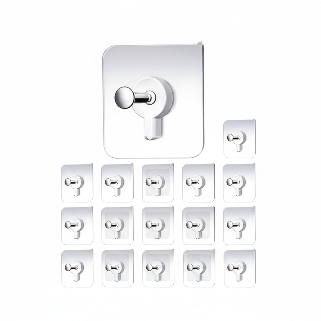  Homestrap self-adhesive transparent wall hooks pack of 12 for home use
