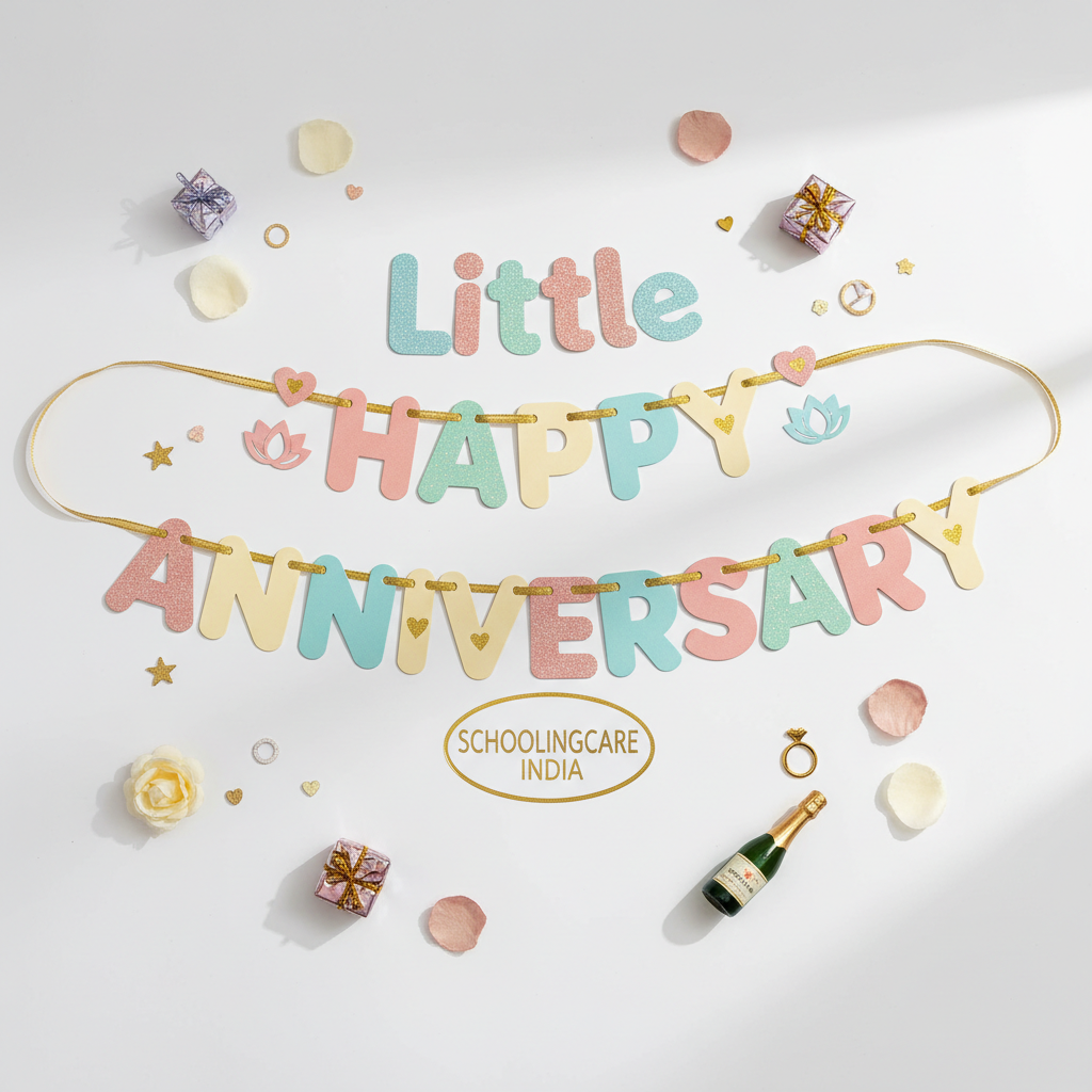 Little Happy Anniversary Banner flat lay beautiful decorative party celebration wedding - Schoolingcare