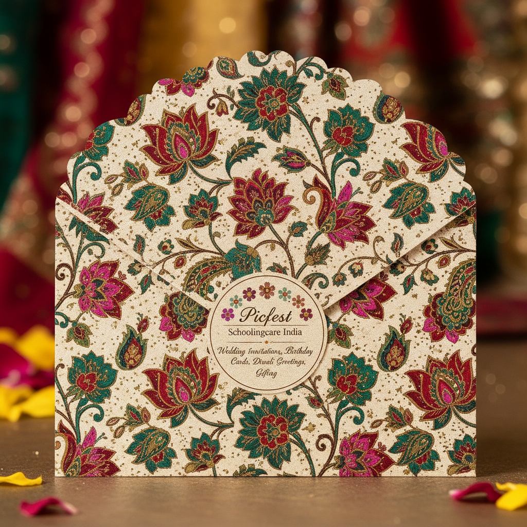 Picfest Floral Envelope close up beautiful floral pattern wedding birthday Diwali gifting - Schoolingcare