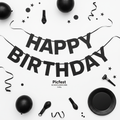 Picfest Happy Birthday Banner black flat lay stylish party decoration celebration - Schoolingcare