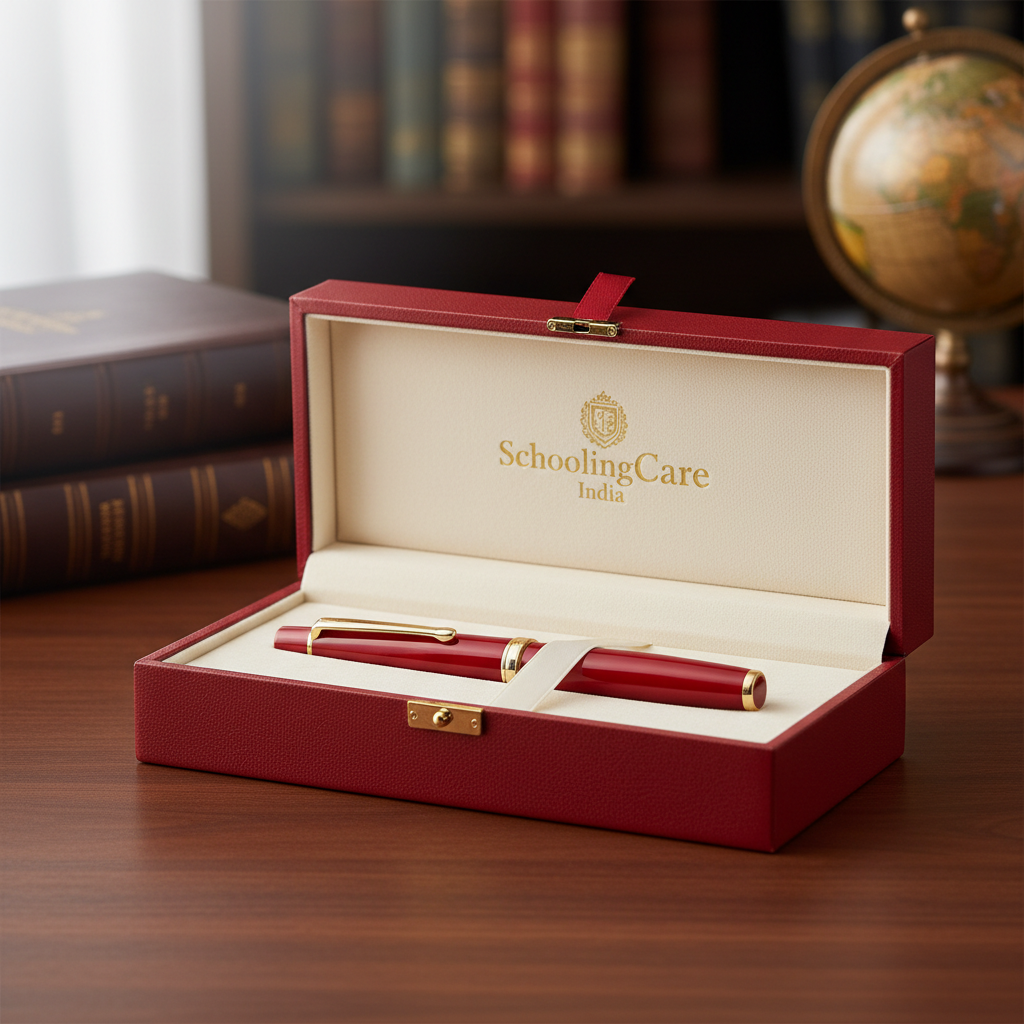 Premium Red Pen Box open interior pen slot elegant presentation corporate executive gift - Schoolingcare