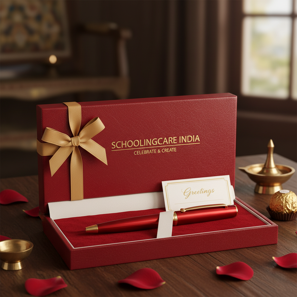 Premium Red Pen Box with pen inside birthday anniversary Diwali corporate gifting ready to present - Schoolingcare