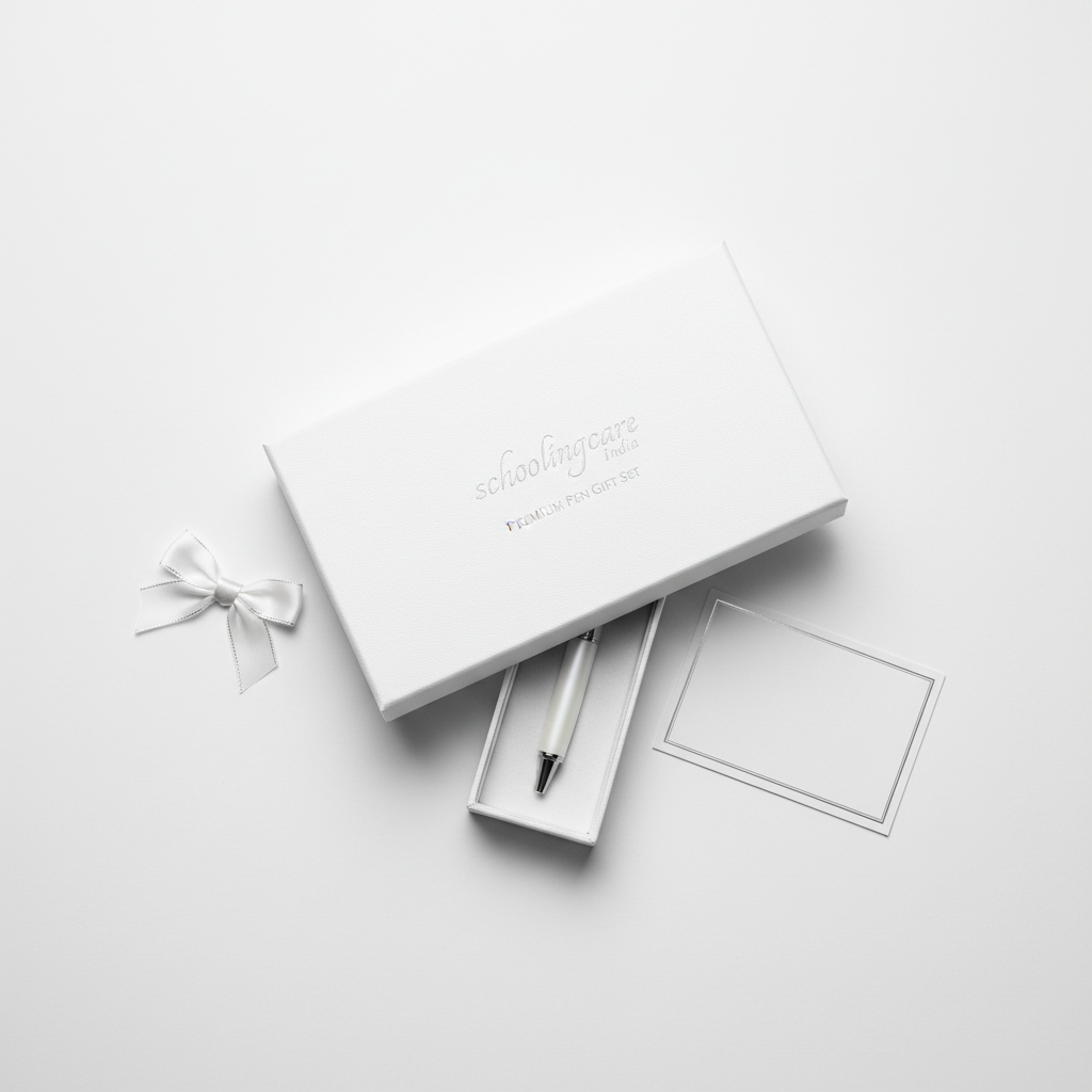 Premium White Pen Box flat lay elegant clean white gift box corporate gifting birthday anniversary - Schoolingcare