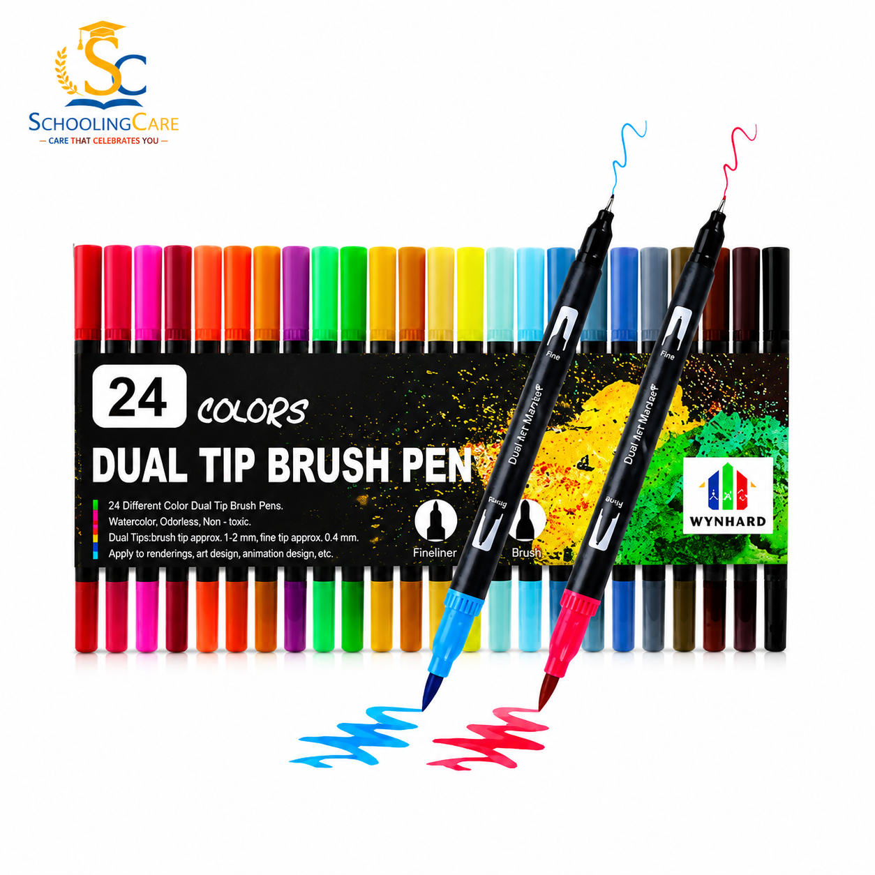  Wynhard dual tip brush and sketch pens set of 24 multicolour for art and craft