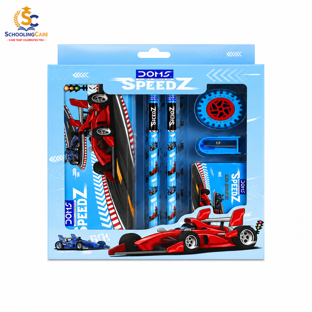  DOMS Speedz blue stationery kit for school with essential writing tools