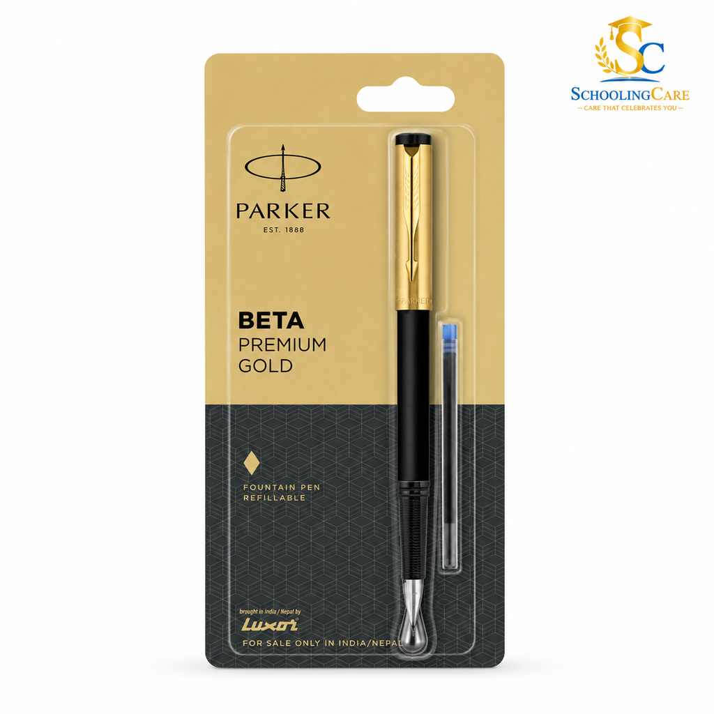  Parker Beta Premium blue ink fountain pen in retail packaging for students and professionals
