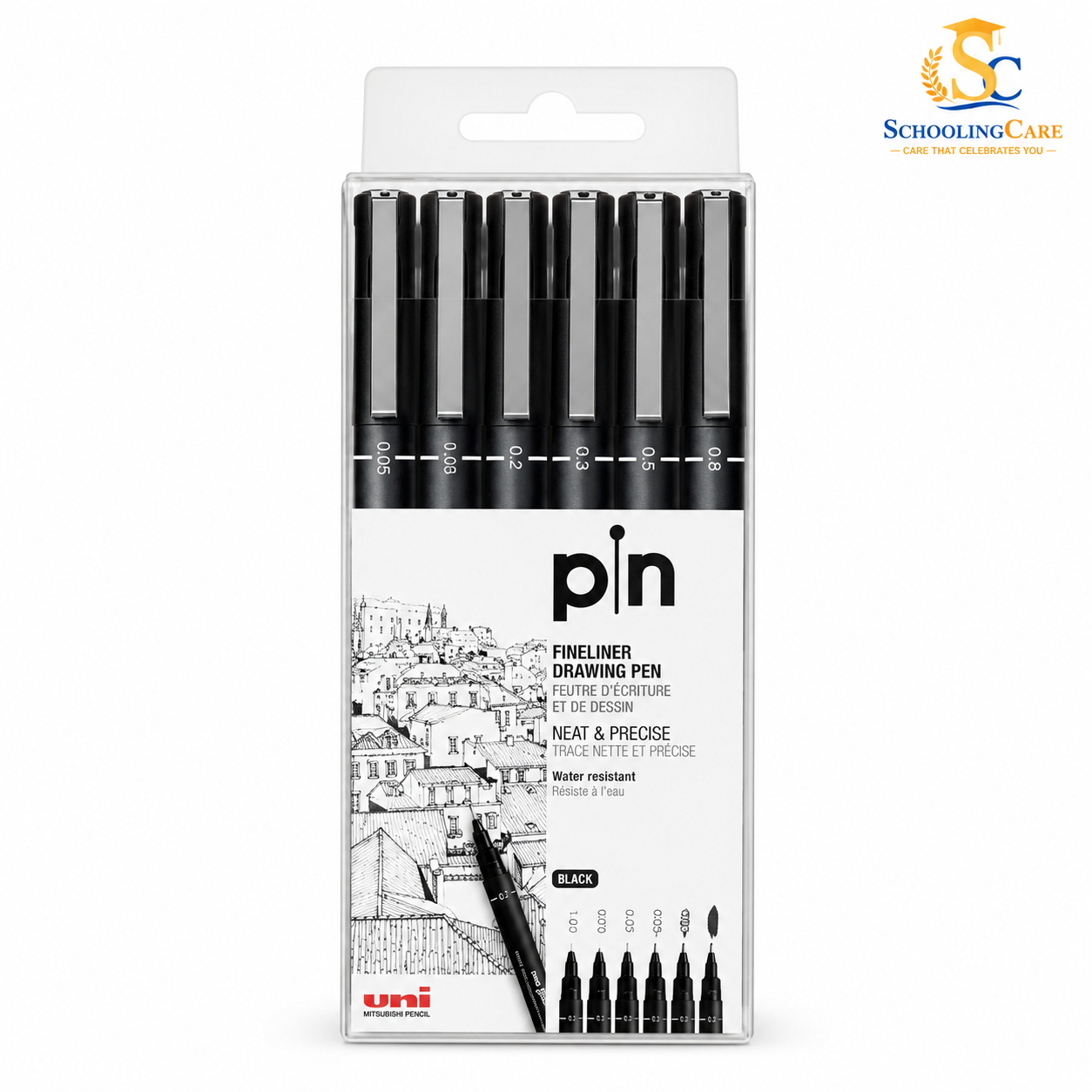  Uniball PIN 200 black brush fineliner drawing pen for sketching and illustration