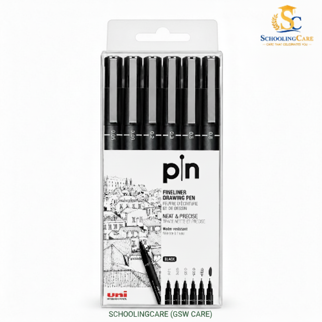 Uniball PIN 200 black brush fineliner drawing pen for sketching and illustration  by schoolingcare